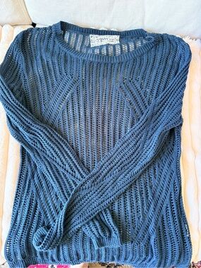Pink Martini Open-Knit Scoop Neck Sweater